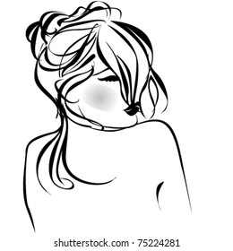 Vector beautiful woman face.