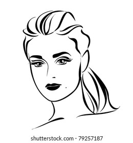 Vector beautiful woman face.