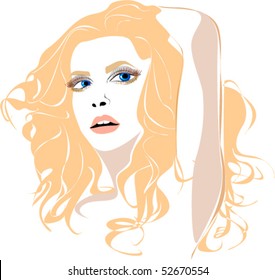 Vector beautiful woman face close up