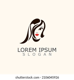Vector of beautiful woman face logo, women icon on white background