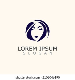 Vector of beautiful woman face logo, women icon on white background