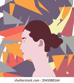
Vector Beautiful woman sideways half flat body