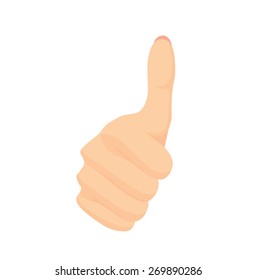 Vector of beautiful Woman's hand gesturing "thumbs up" isolated on white background 