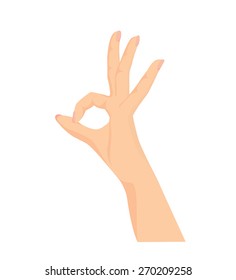 Vector of beautiful Woman's hand making OK sign isolated on white background 