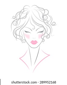 vector beautiful women hairstyles on white background