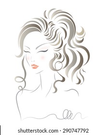 vector beautiful women hairstyles on white background