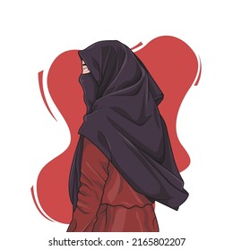 vector beautiful women muslim hijab black vector