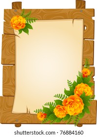 Vector beautiful wooden pointers with flowers are isolated on the white