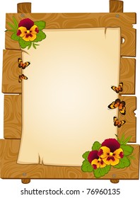 Vector beautiful wooden pointers with flowers are isolated on the white