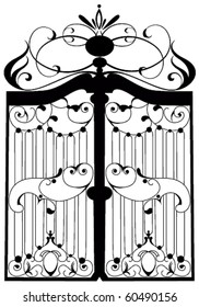 Vector beautiful wrought iron gate illustration