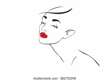 Vector of beautiful young girl. An image is isolated on a white background.  