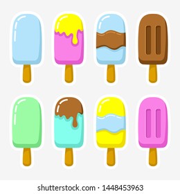 Vector beautifull and colorfull of ice cream collection with different ice cream for your design isolated on light gray background. 