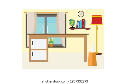 Vector del escritorio bellamente decorado.
