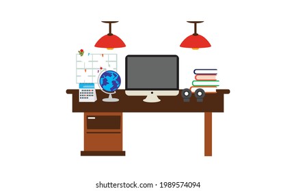Vector of beautifully decorated desk.