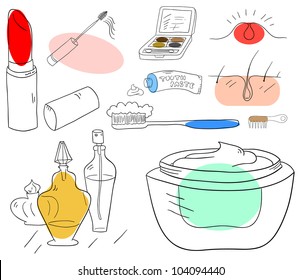 Vector beauty accessories collection on a white background