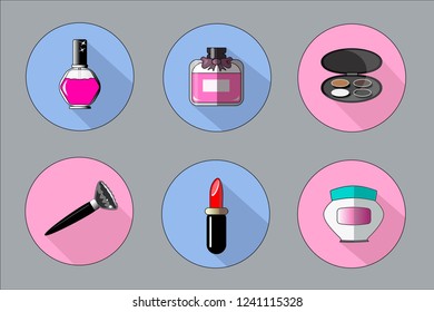 Vector beauty accessories icons universal set for web and mobile.
