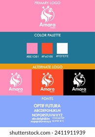 logotipo de la compañía de belleza vectorial con especificaciones breves de vector