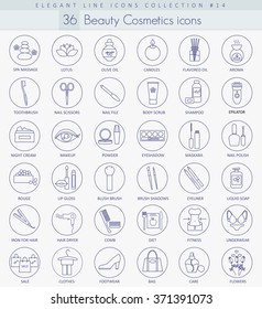 Vector beauty and cosmetics outline icon set. Elegant thin line style design.