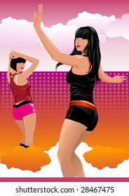 vector beauty dancing girls