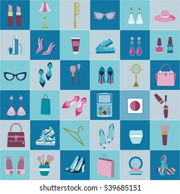 Vector Beauty and Fashion icon set