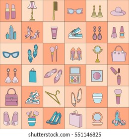 Vector Beauty and Fashion icon set