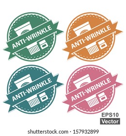 Vector : Beauty and Fashion Product Label Present By Colorful  Tag, Sticker or Badge With Anti-Wrinkle Text and Cosmetic Containers Sign Isolated on White Background 