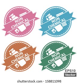 Vector : Beauty and Fashion Product Label Present By Colorful Tag, Sticker or Badge With Non Chemical Label or Ribbon and Cosmetic Containers Sign Isolated on White Background