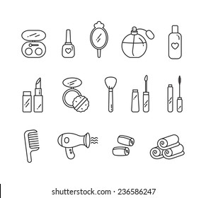 Vector Beauty line icon set