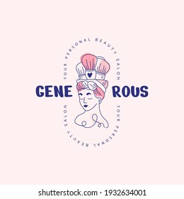 Vector beauty logo template. For business in the industry of beauty, health, personal hygiene. Linear stylized image. Logo of a beauty salon, health industry, makeup artist.