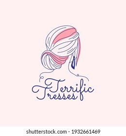 Vector beauty logo template. For business in the industry of beauty, health, personal hygiene. Linear stylized image. Logo of a beauty salon, health industry, makeup artist.
