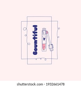 Vector beauty logo template. For business in the industry of beauty, health, personal hygiene. Linear stylized image. Logo of a beauty salon, health industry, makeup artist.