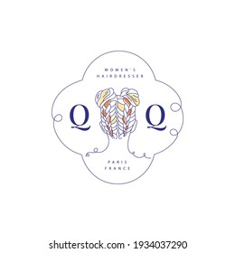 Vector beauty logo template. For business in the industry of beauty, health, personal hygiene. Linear stylized image. Logo of a beauty salon, health industry, makeup artist.