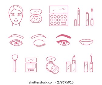 Vector Beauty Make Up Cosmetics icon set