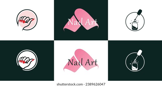 Vector de diseño de logotipo de uñas de belleza con concepto único