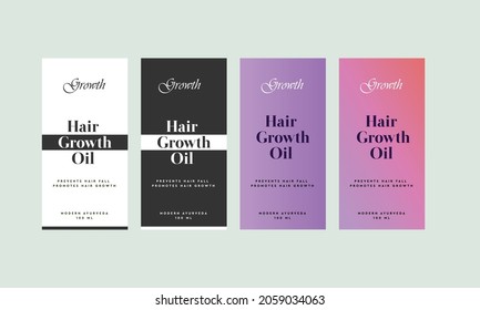 Vector Beauty Packaging Label Templates. Hair oil Professional Salon Care. Essence Cosmetic composition label, sticker. Design vector illustration.