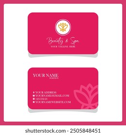 vector beauty parlor and spa business card and salon logo design  illustration pink color with golden 