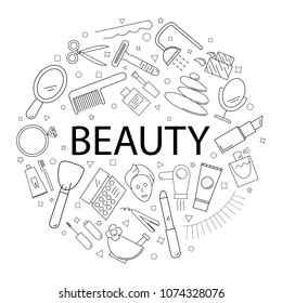 Vector beauty pattern with word. Beauty background
