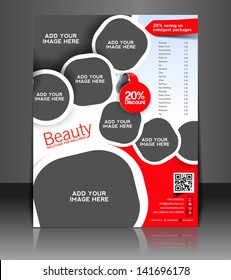 Vector beauty salon brochure, flyer, magazine cover & poster template