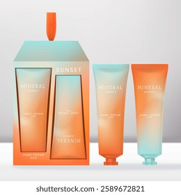 Vector Beauty or Skincare Hand Cream, Shampoo, Gel Box Set Bundle with ribbon hanger