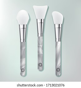 Vector Beauty Spatula Set with White & Gray Marble Effect  Resin Handle Design