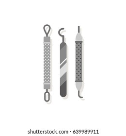 vector beauty tool set / curved acne clips, tweezers, needle / isolated on white