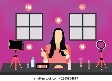 Ilustración del concepto de vloguero de belleza vectorial 