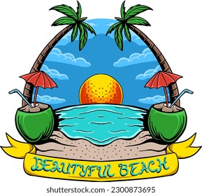 vector beautyful beach logo illustration design