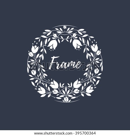 Vector beautyful frame floral pattern on blue, for invitations and card.