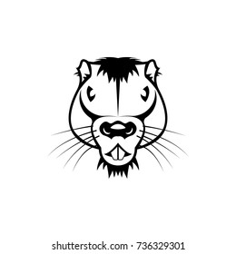 Vector beaver head, face  for retro hipster logos, emblems, badges, labels template and t-shirt vintage design element. Isolated on white background