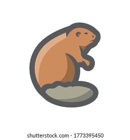 Vector Beaver. River badger icon. Cartoon illustration