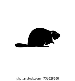 Vector beaver silhouette view side for retro logos, emblems, badges, labels template vintage design element. Isolated on white background