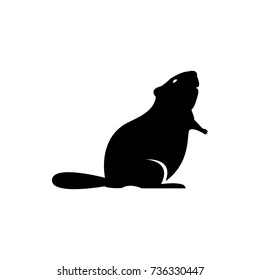 Vector beaver silhouette view side for retro logos, emblems, badges, labels template vintage design element. Isolated on white background