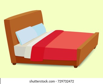 Vector bed icon interior home rest sleep furniture comfortable night illustration.