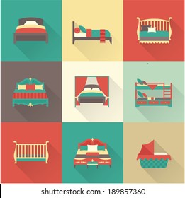 Vector Bed Icon Set